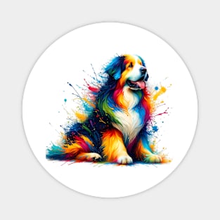 Vibrant Hovawart in Colorful Paint Splash Art Magnet